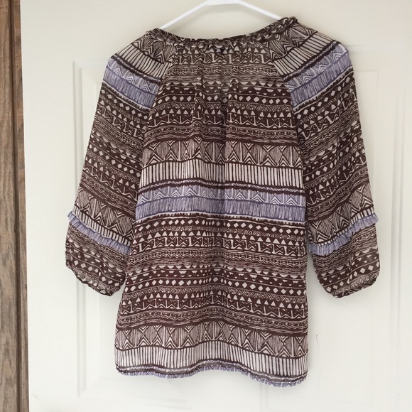 Banana Republic Brown Tribal Print Blouse - Picture 2 of 8